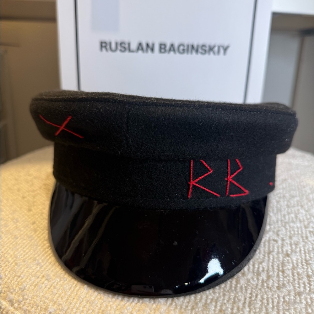 Black and Red Baker Boy Hat